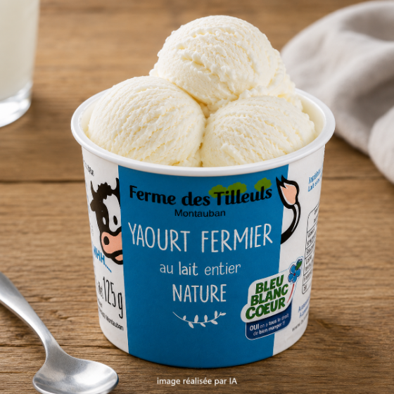 Une glace maison avec les yaourts fermiers BBC de la Ferme des Tilleuls